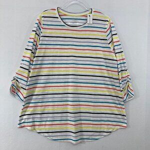 New Lane Bryant Top size 18/20 Colorful Striped Stretch Knit Comfy Pullover